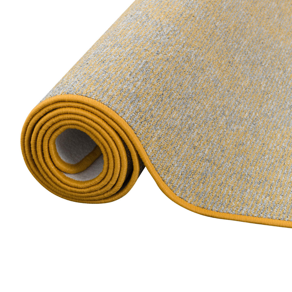 STREIFENBERBER TEPPICH LÄUFER LINES MELIERT - Gelb/Grau, Textil (100/100cm) - Snapstyle