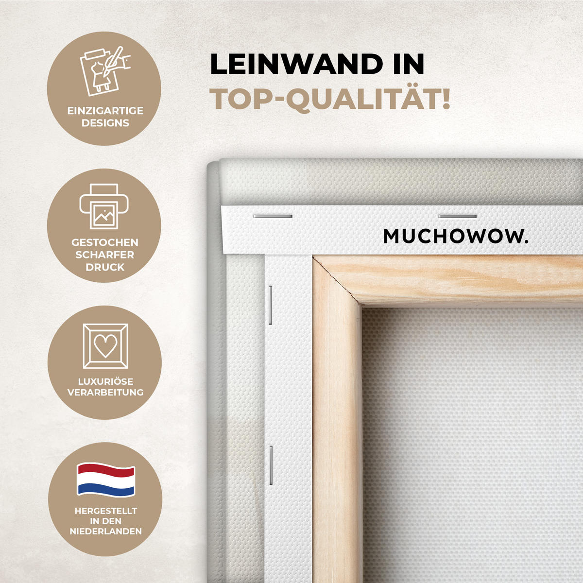 LEINWANDBILD Blume - Beige - Farbe - Schatten Wandbilder 80x60 cm - Creme, Textil (80/60cm) - MuchoWow