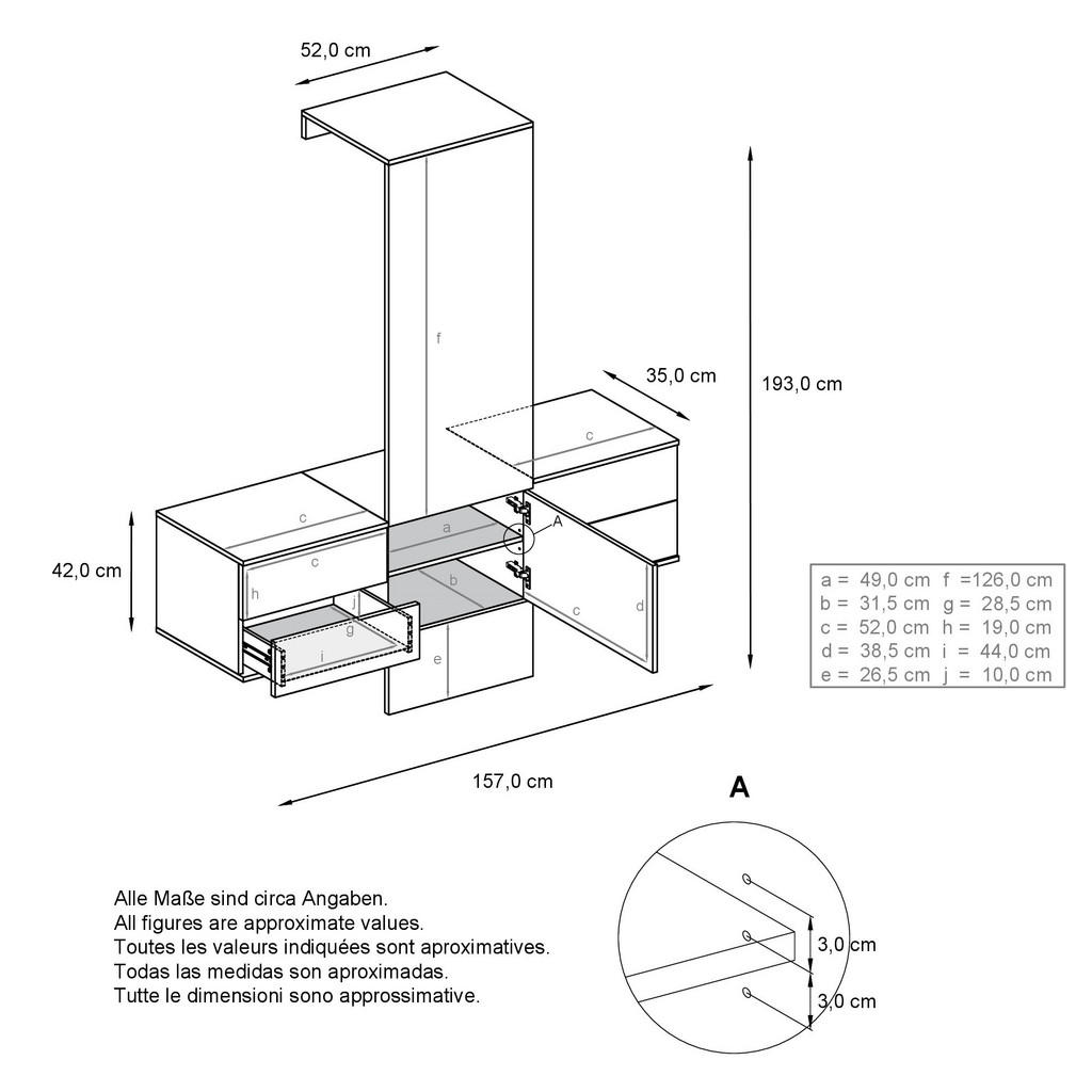 Thumbnail - Vladon Garderobe, Hellgrau, Holzwerkstoff, 157x193x35 cm, Garderobe, Garderoben-Sets & Serien, Garderoben-Sets