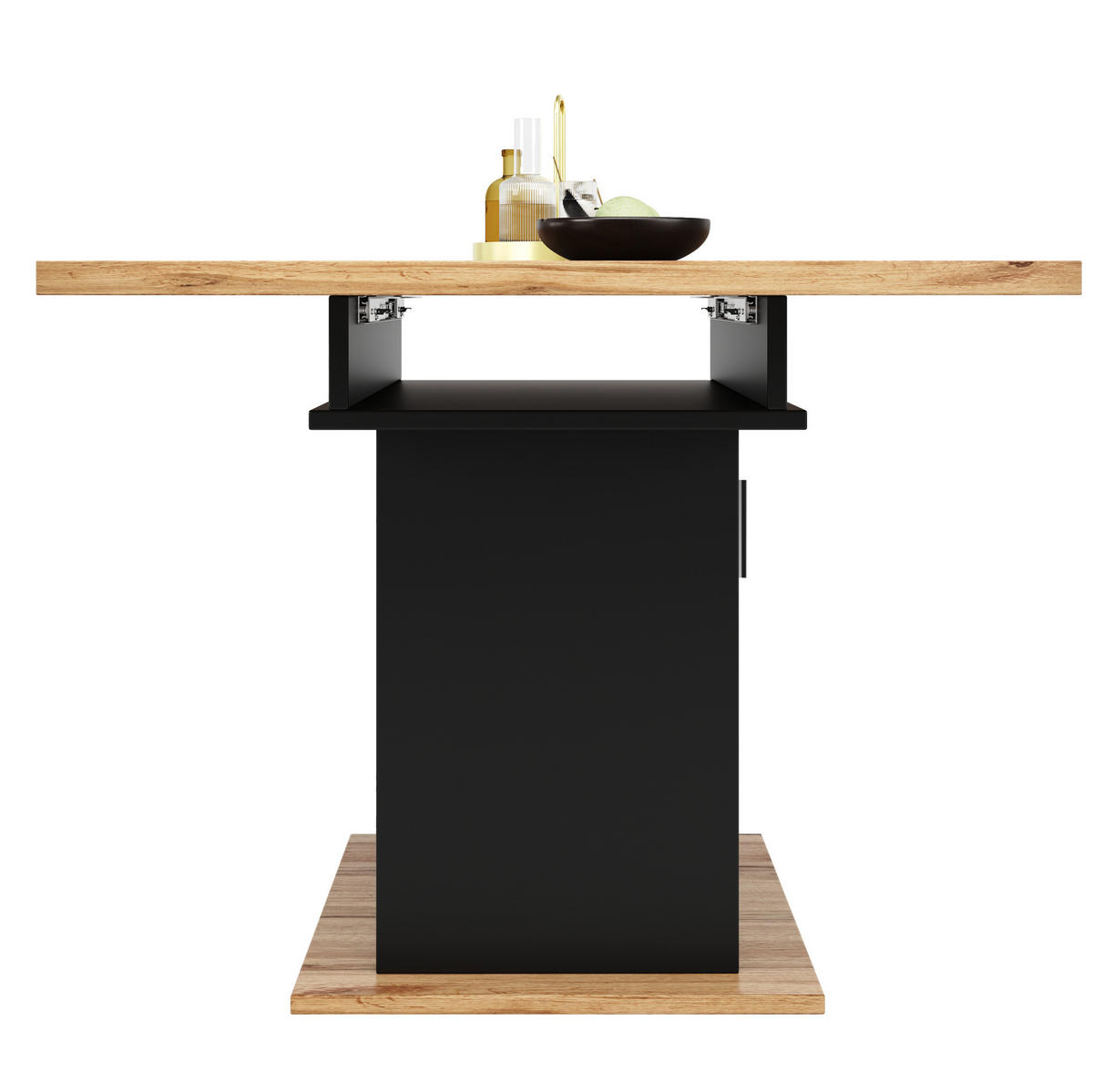 ESSTISCH 110-140/80/76 cm in Schwarz mit Ausziehfunktion und 3 Ablagen - Schwarz, Holzwerkstoff (80/140/76cm) - Flora Grace