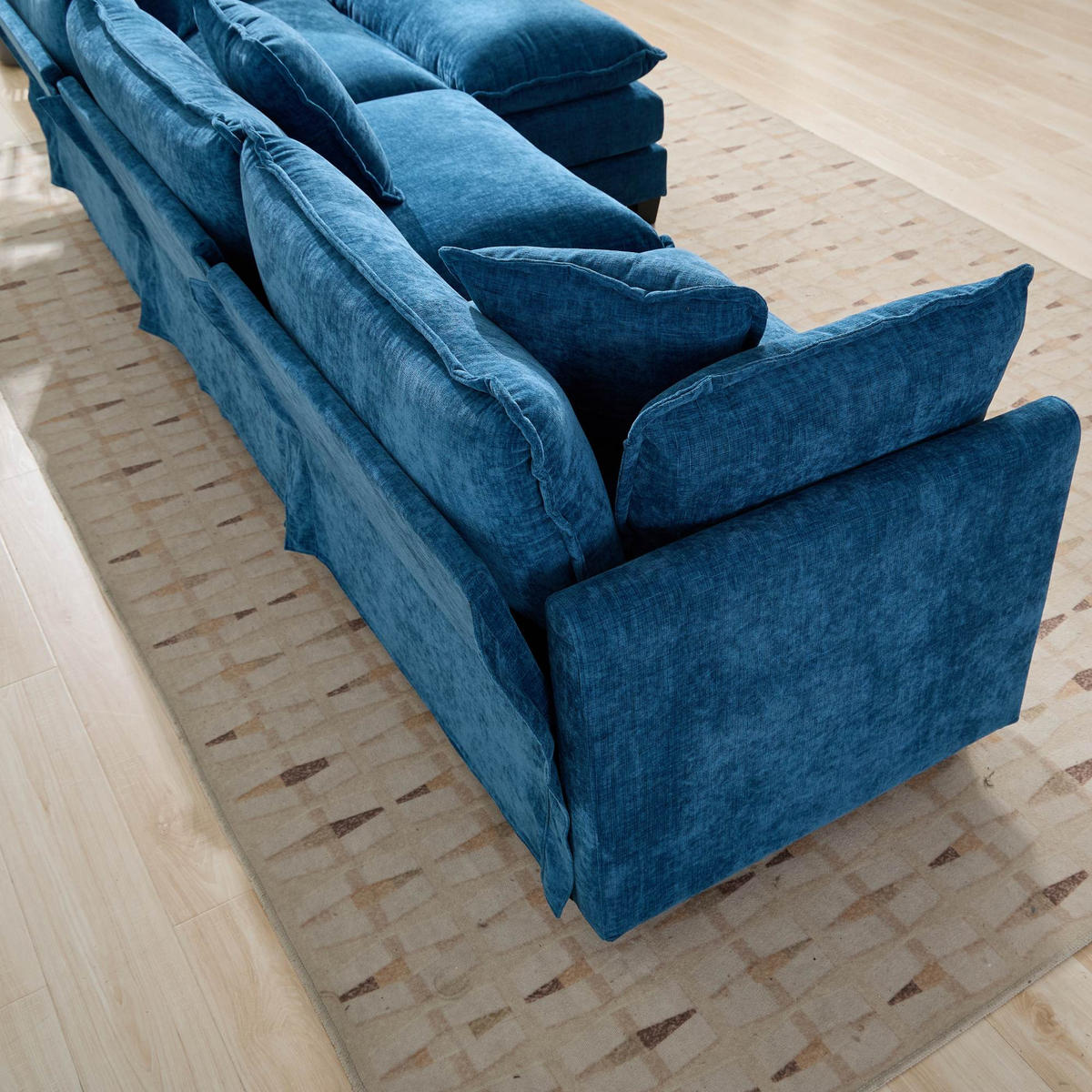 3-SITZER-SOFA aus Chenille mit modularem Design, blau - Blau, Textil (75/84/289cm) - Luhomfu