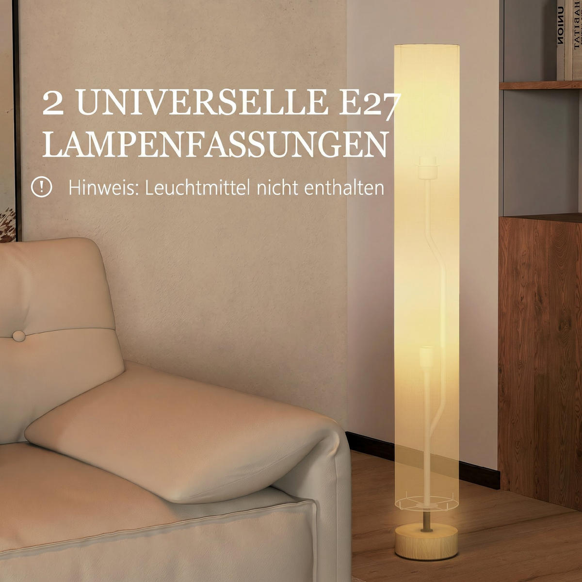 STÅENDE lampa i linne, beige - Beige, Textil (15/15/120cm) - HOMCOM
