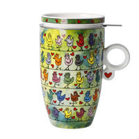 TEETASSE James Rizzi - Birds on a Love Wire, Fine Bone China, Bunt, 450 ml - Multicolor, Keramik (0.45L) - Goebel