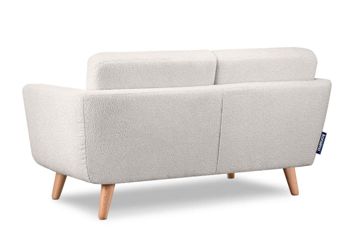 SOFA TAGIO mit Armlehnen, Weiß - Braun/Weiß, Buchenholz/Textil (153/80/84cm) - KONSIMO®
