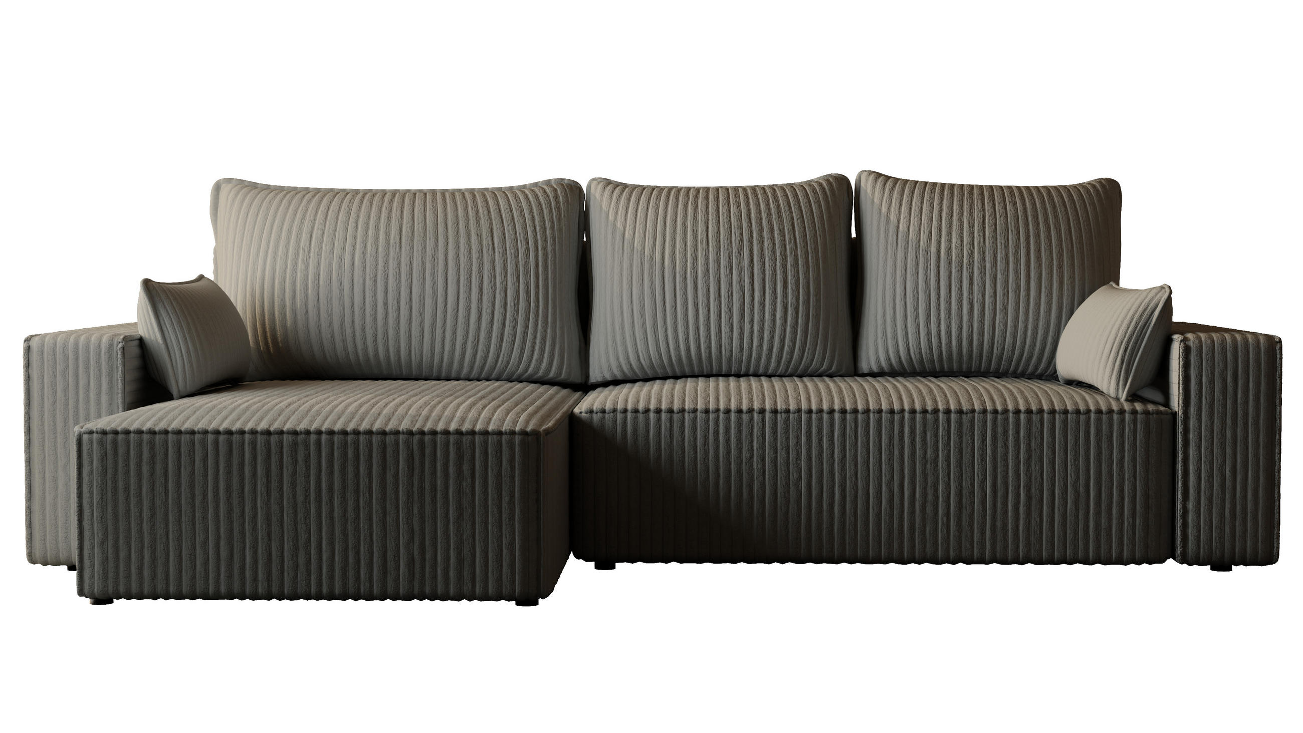 ECKSOFA Tobi mit Bettkasten und Schlaffunktion, L-Form/XL-Form, Cordstoff, Universal - Grau, Holzwerkstoff (276/145cm) - 4ALL HOME