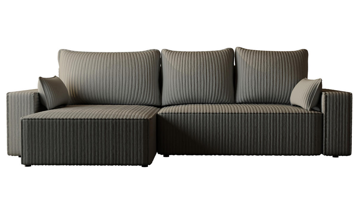 ECKSOFA Tobi mit Bettkasten und Schlaffunktion, L-Form/XL-Form, Cordstoff, Universal - Grau, Holzwerkstoff (276/145cm) - 4ALL HOME
