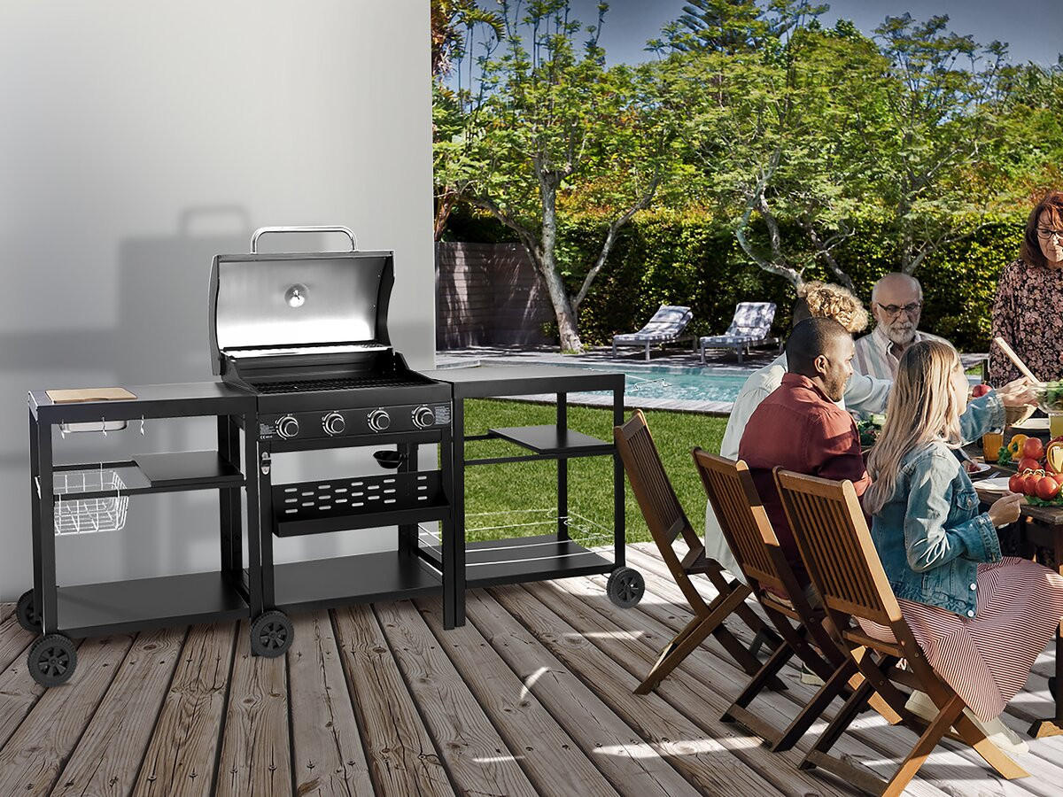 GASGRILL Schwarz - Grau, Metall (53/111/233cm) - Habitat Garten