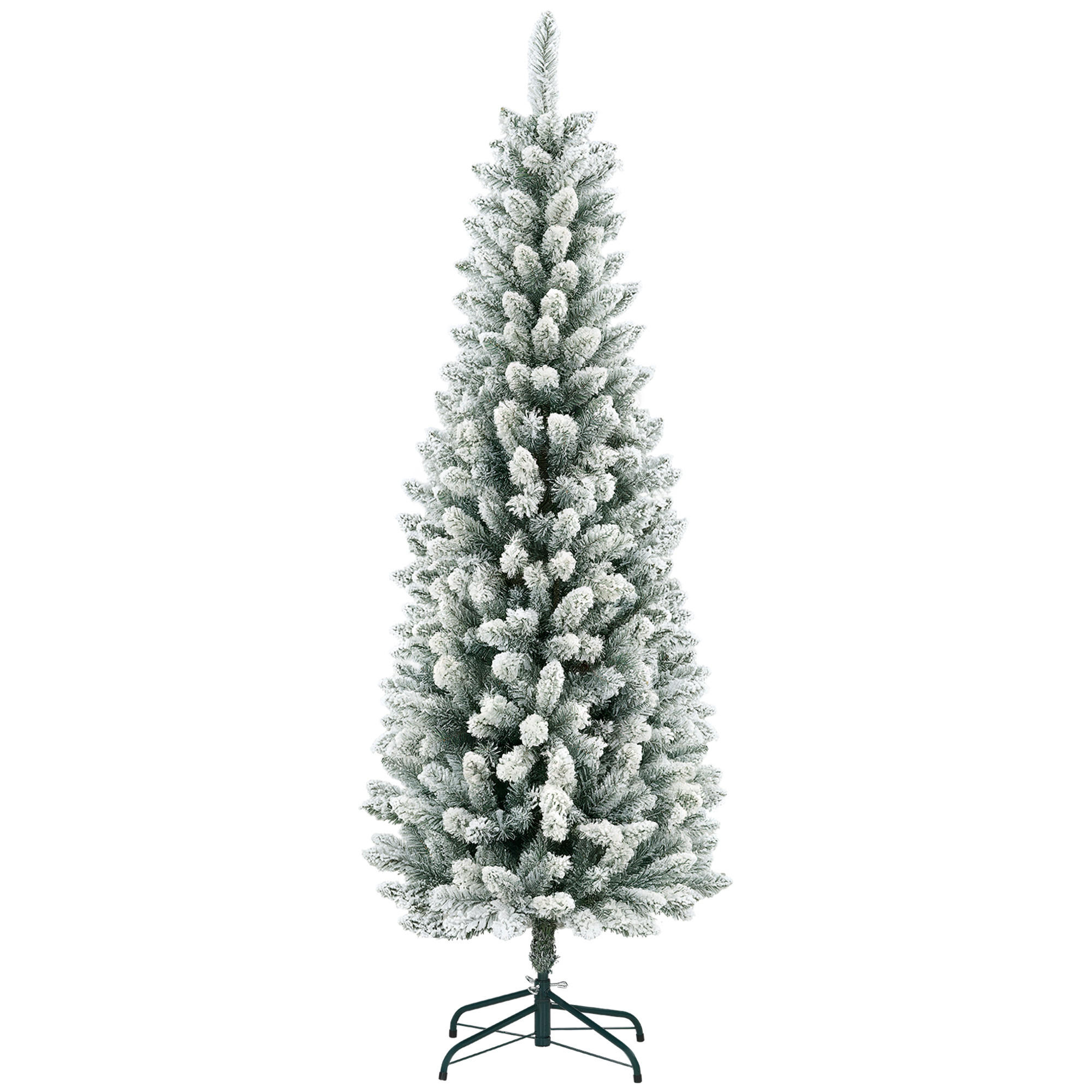 WEIHNACHTSBAUM DE-41572 Schlank, Kunstschnee, 183 cm Grün - Grün, Kunststoff (183cm) - ComfortXL