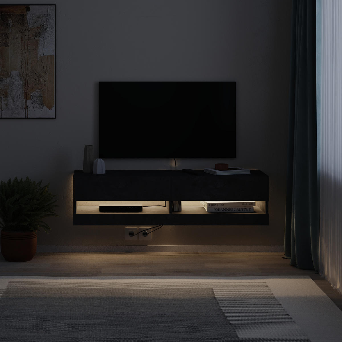 TV-LOWBOARD Moon Retro-Grau 120/33,8/30 cm - Grau, Holzwerkstoff (120/30/33.8cm) - Decortie