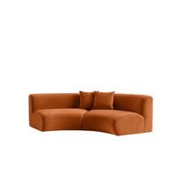 SOFA Round, Velvet-Stoff Bluvel, Zimtfarbe, GRETA - Orange, Holz (294/70/89cm) - Kaiser Möbel