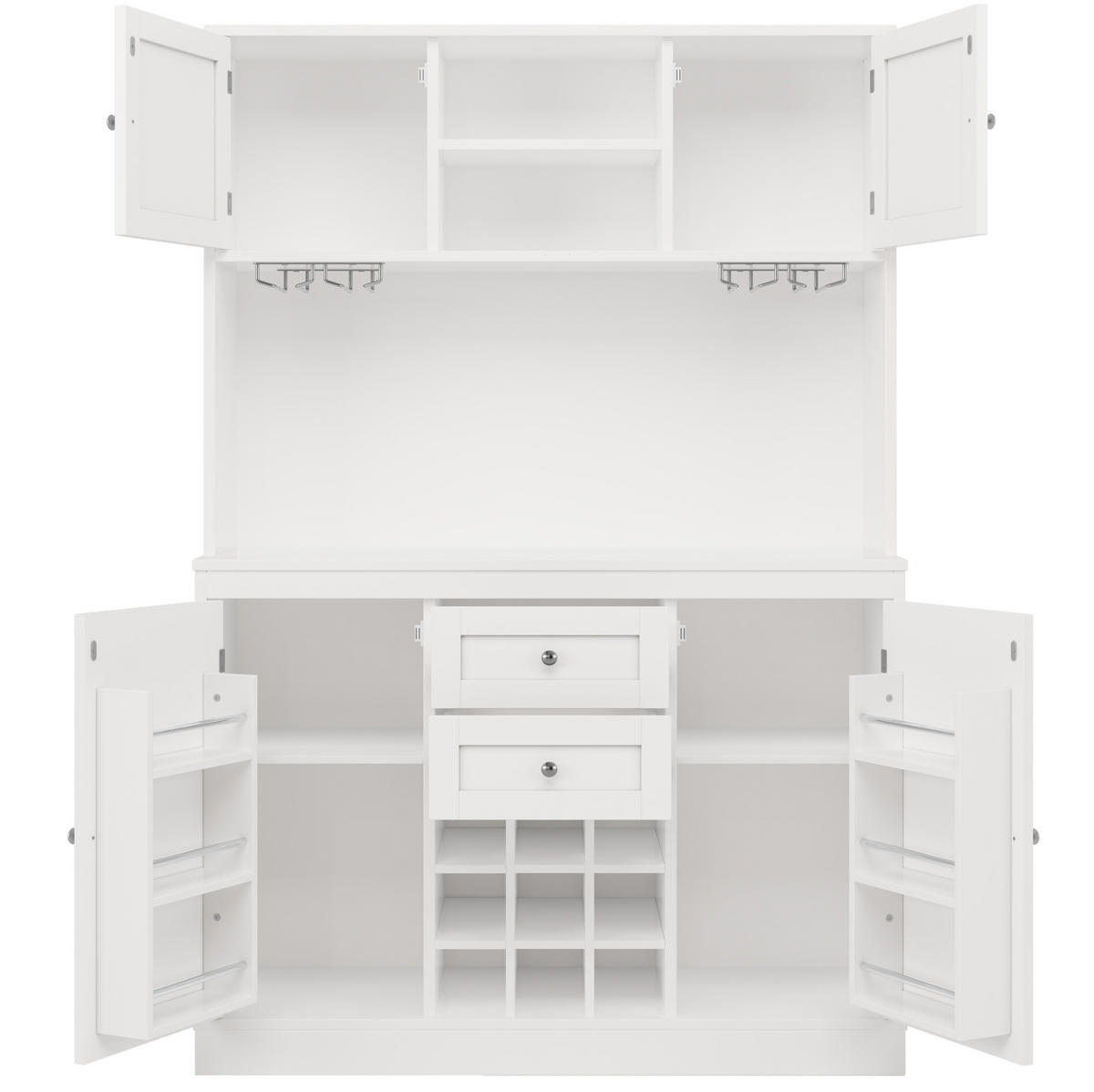 KÜCHENSCHRANK mit Weinregal 120 x 40 x 188 cm MDF Weiß - Weiß, Metall (40/188/120cm) - Meubliv
