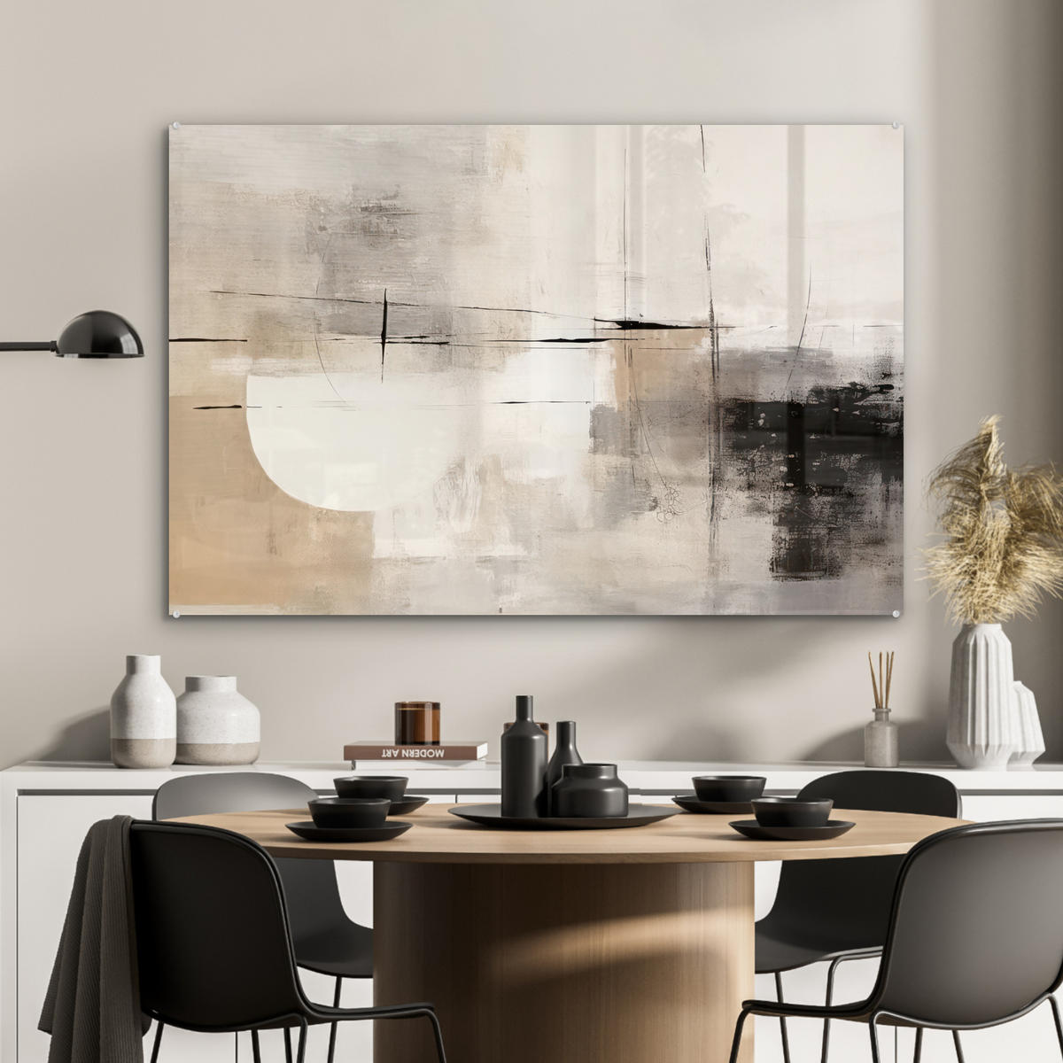 ACRYLGLASBILD Abstrakt - Kunst - Grau 120x80 cm - Hellgrau, Glas (120/80cm) - MuchoWow