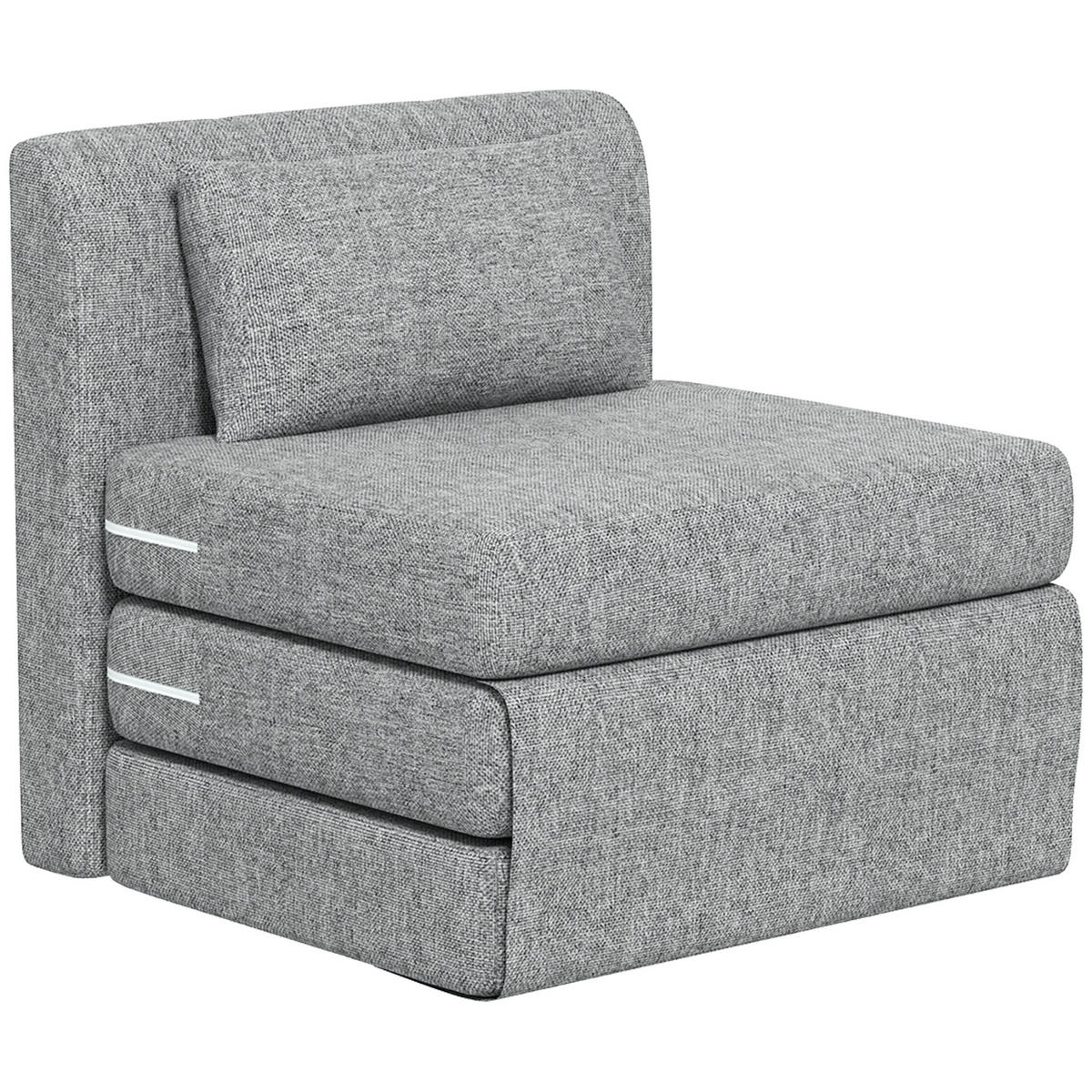 BODENSESSEL 2-in-1 Klappbar Schlafsofa mit Kordoptik für Wohnzimmer, Grau - Grau, Textil/Metall (75/74/80cm) - HOMCOM