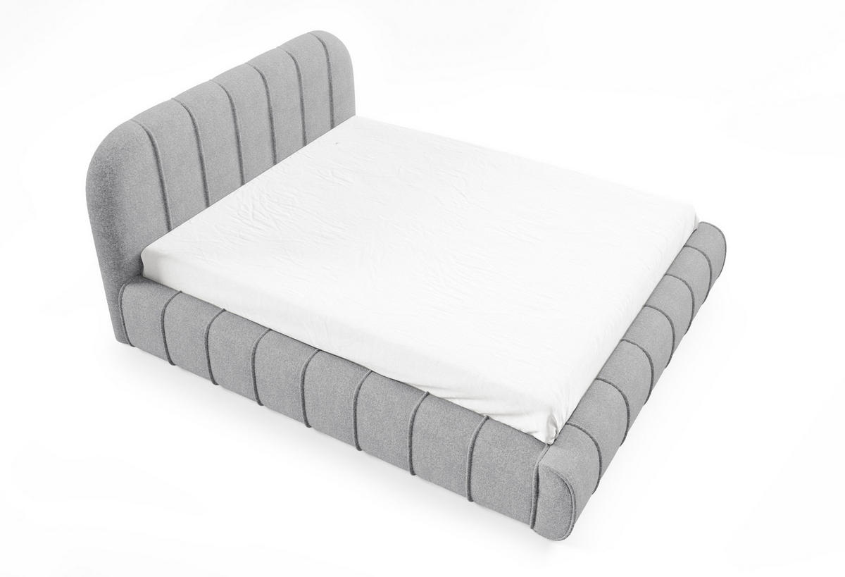 POLSTERBETT mit Stauraum 200x200 cm in Silbergrau - Silberfarben, Textil (200/200cm) - Home Collective