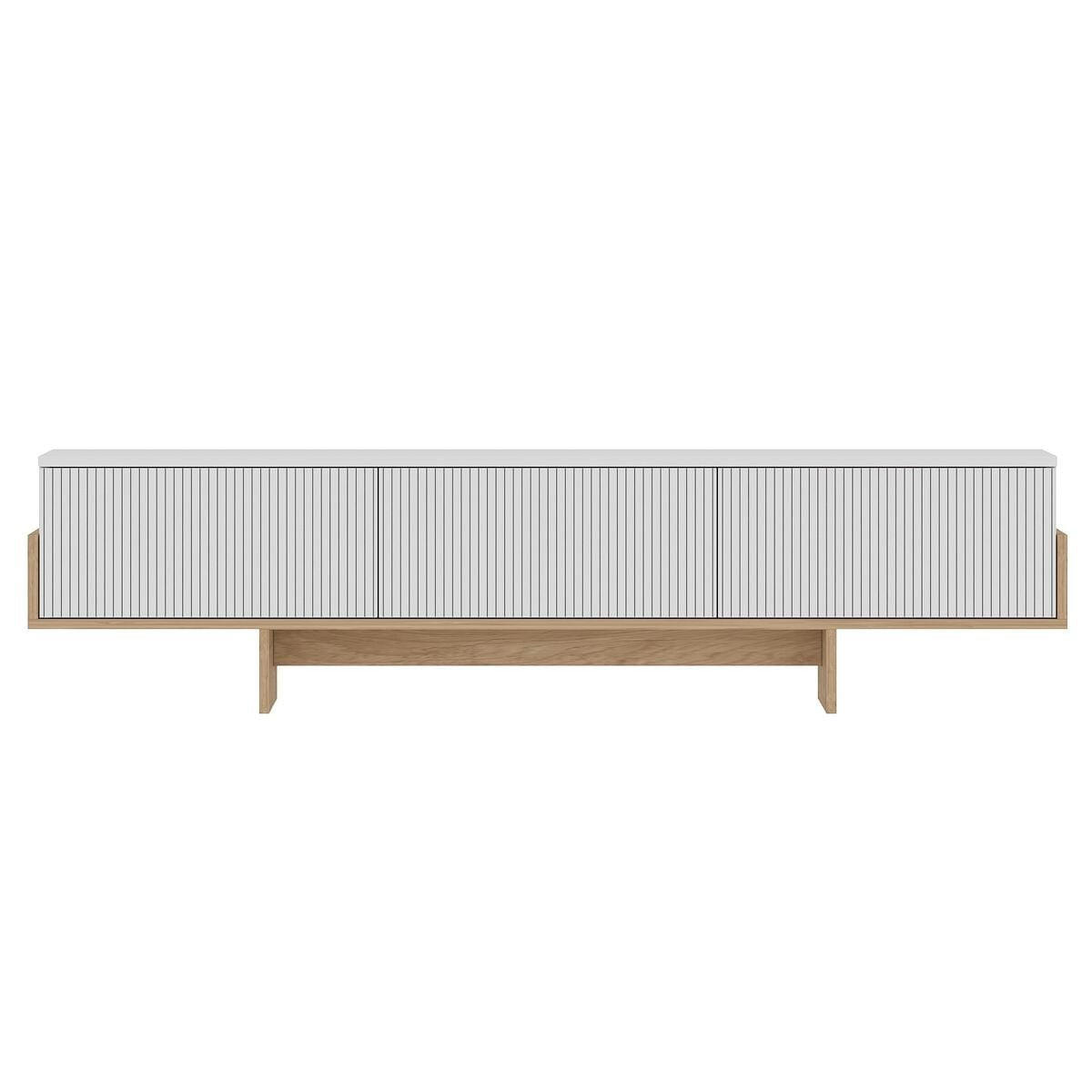 TV-MÖBEL mit 3 abklappbaren Türen gestreift 30/180/44,6 cm - Weiß, Holzwerkstoff (30/44.6/180cm) - Calicosy