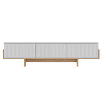 TV-MÖBEL mit 3 abklappbaren Türen gestreift 30/180/44,6 cm - Weiß, Holzwerkstoff (30/44.6/180cm) - Calicosy