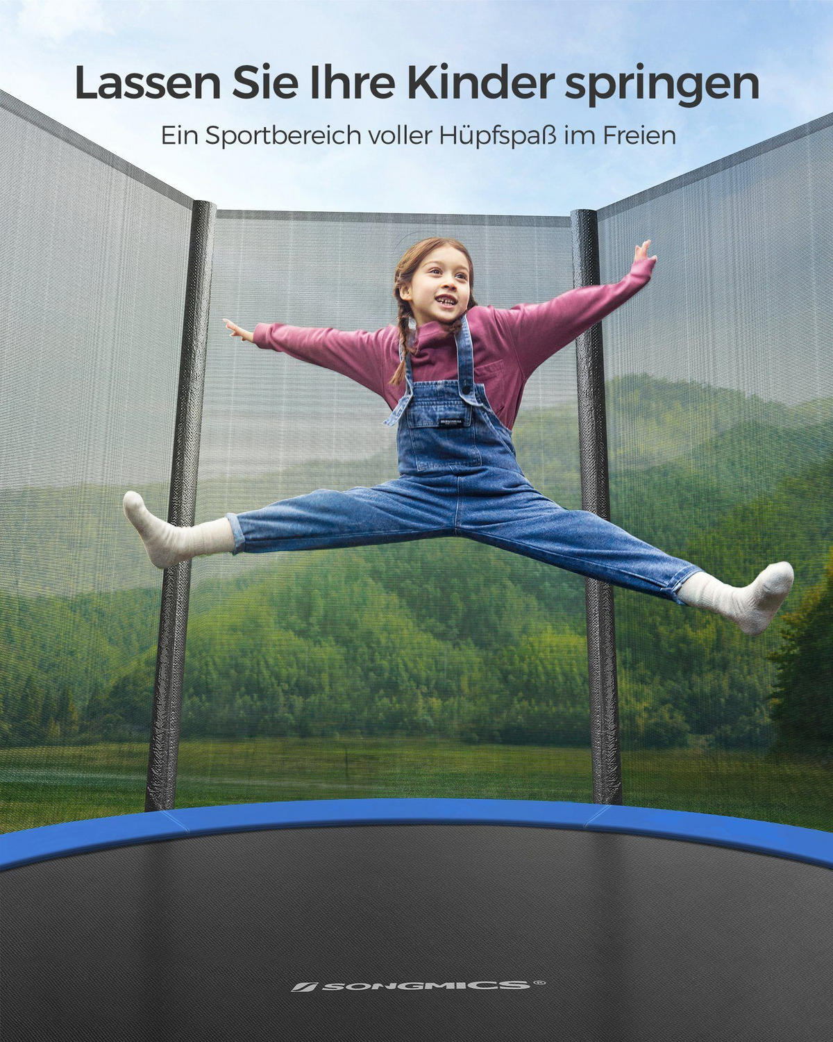 GARTENTRAMPOLIN Spring - Blau, Metall (305/305/256cm) - SONGMICS