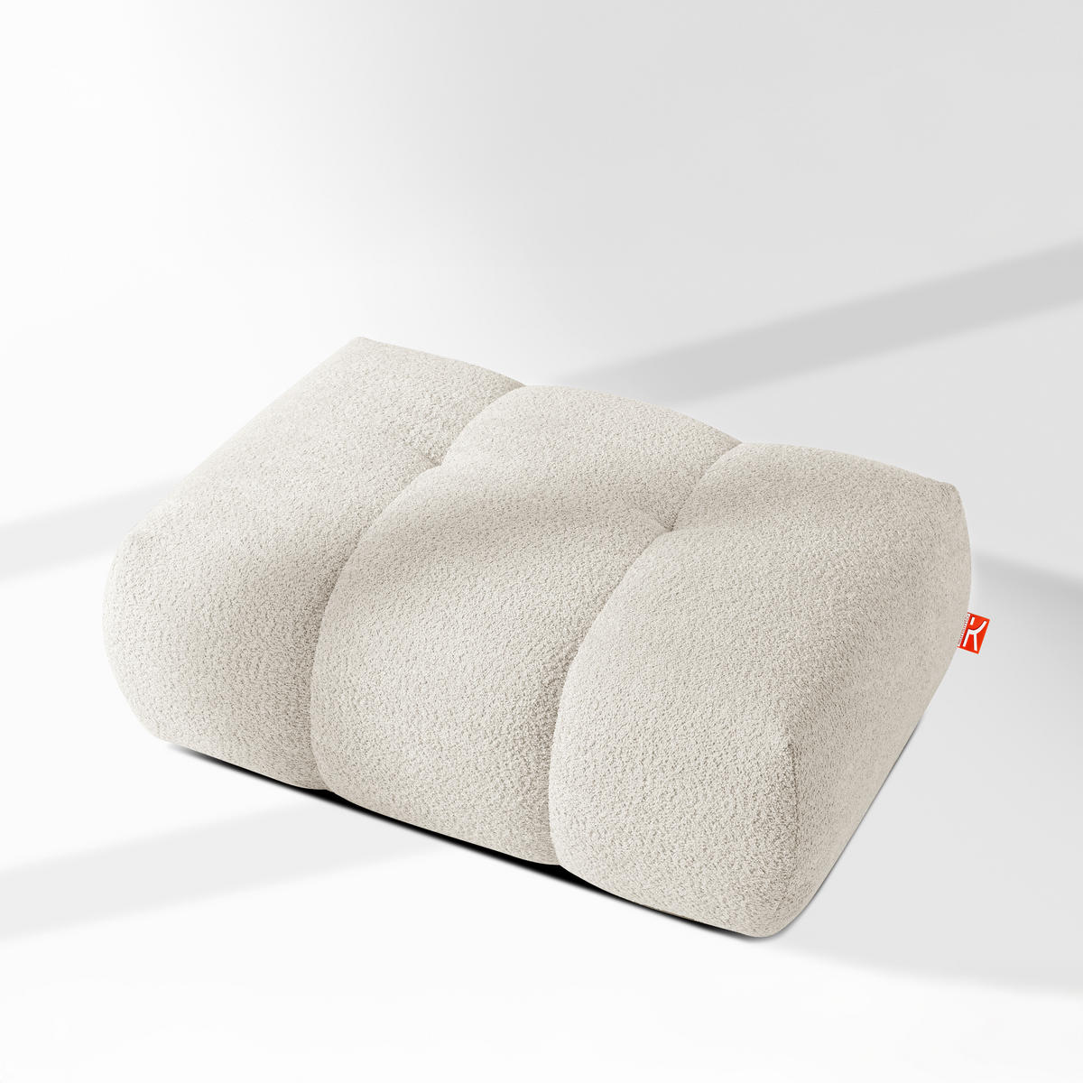 POUF LIRA, Weiß, Bouclé - Weiß, Holz/Holzwerkstoff (96/43/50cm) - KONSIMO®