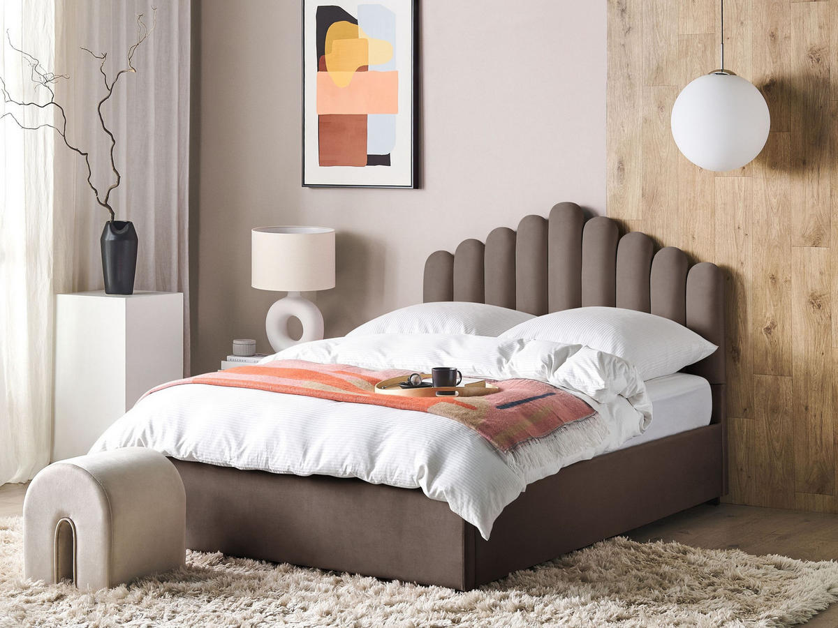 POLSTERBETT 140x200 cm Beige Vincennes - Taupe, Textil (140/200cm) - Beliani