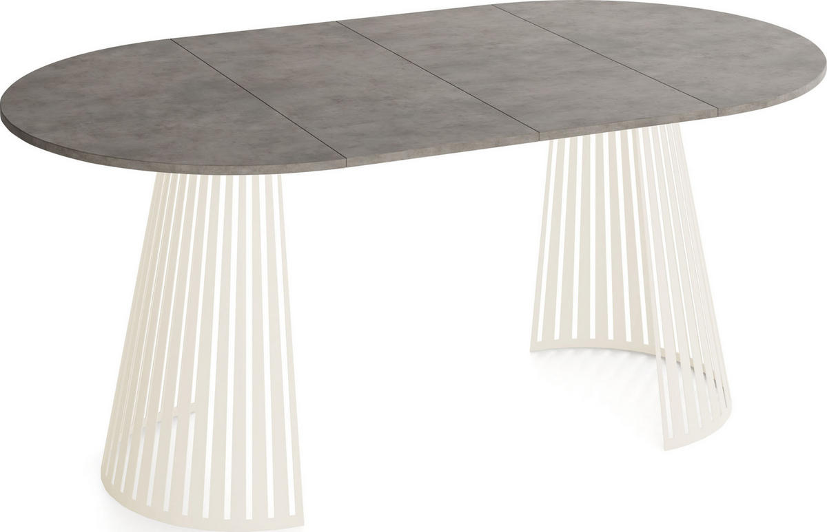 ESSTISCH Naro runder ausziehbarer, Beton-Optik Dunkelgrau 120-200/120/76 cm - Kaschmir/Dunkelgrau, Holzwerkstoff/Metall (120/120/76cm) - WFL GROUP