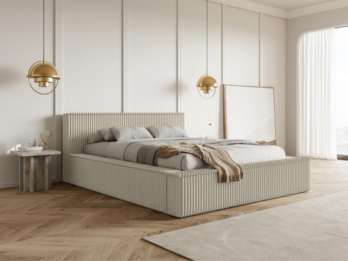 POLSTERBETT AFFOLIO Hellbeige 160x200 cm - Ecru/Schwarz, Kunststoff/Textil (160/200cm) - Selsey