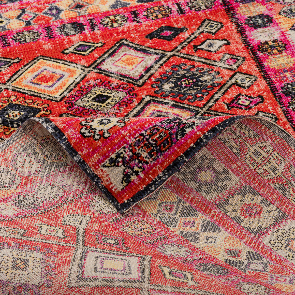 KURZFLOR DESIGNER TEPPICH MODERN VINTAGE ORIENT MUSTER - Anthrazit, Textil (80/150cm) - Pergamon