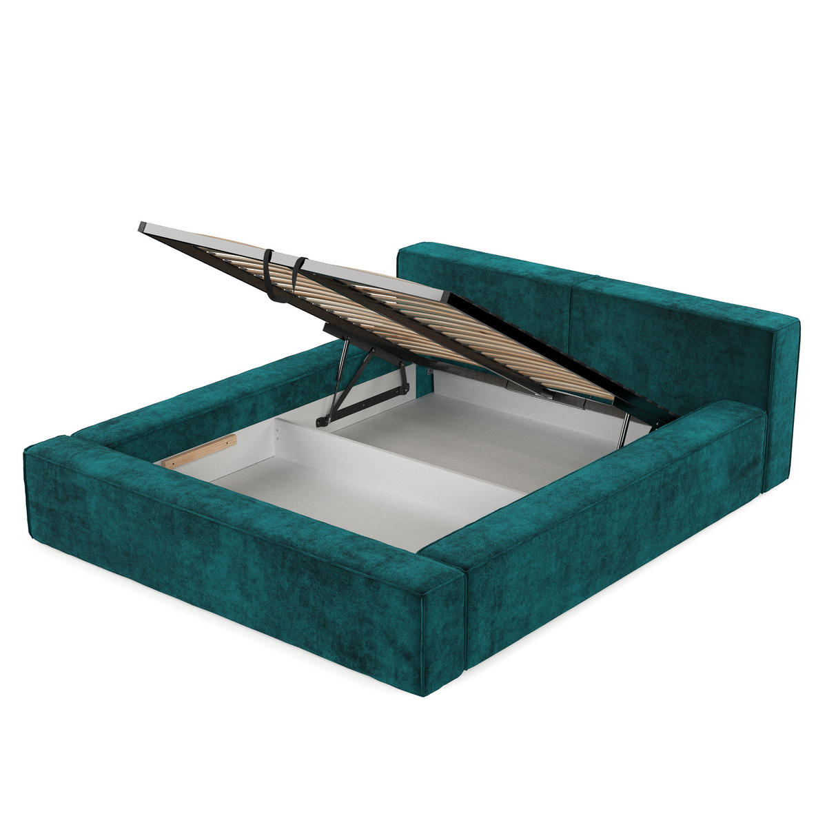 POLSTERBETT Casto mit Stauraum 200/200 cm Grün im Terra NW Stoff - Schwarz/Naturfarben, Holz/Holzwerkstoff (200/200cm) - AltaBeds