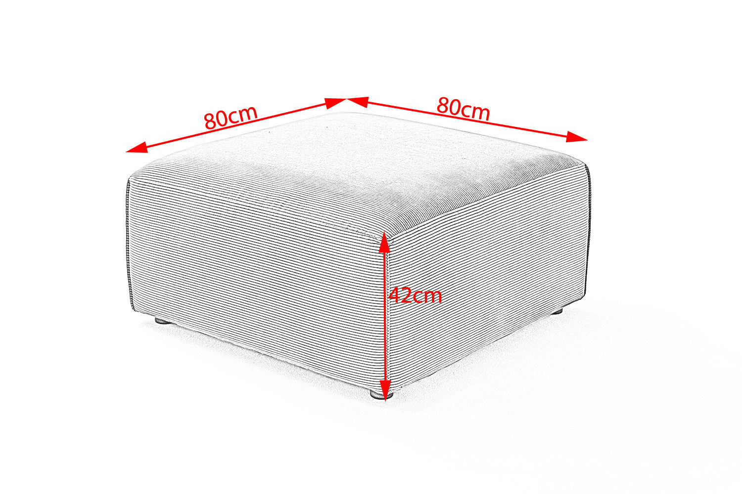 Thumbnail - Kawola Polsterhocker, Weiß, Textil, Echtholz, Füllung: Kaltschaum, Quadratisch, 80x42x80 cm, Wohnzimmer, Hocker, Sitzhoc...