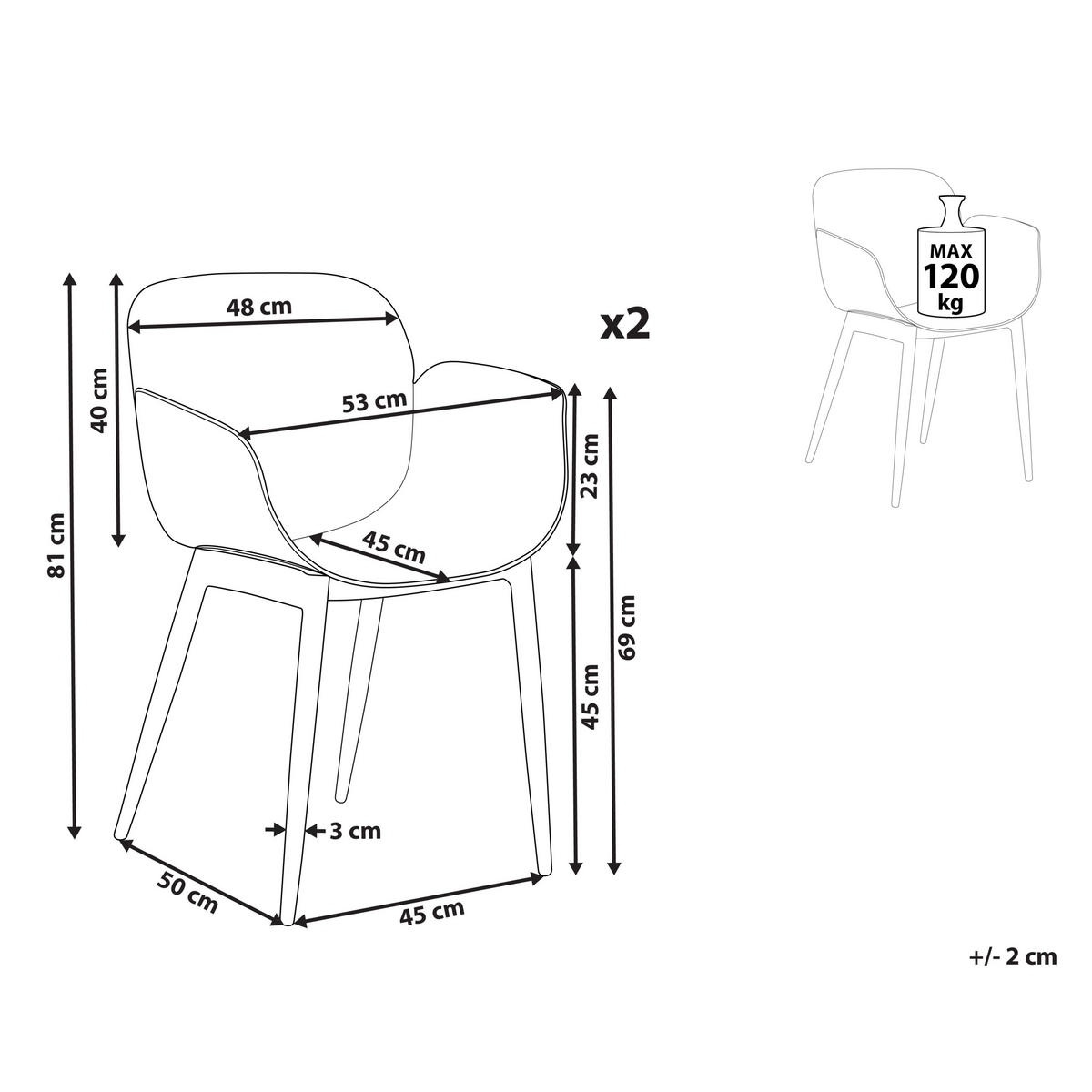 JÍDELNÍ ŽIDLE sada 2 ks Plast bílá/světlejší Odstín dřeva Abilene - bílá/světle hnědá, plast (53/81/50cm) - Beliani