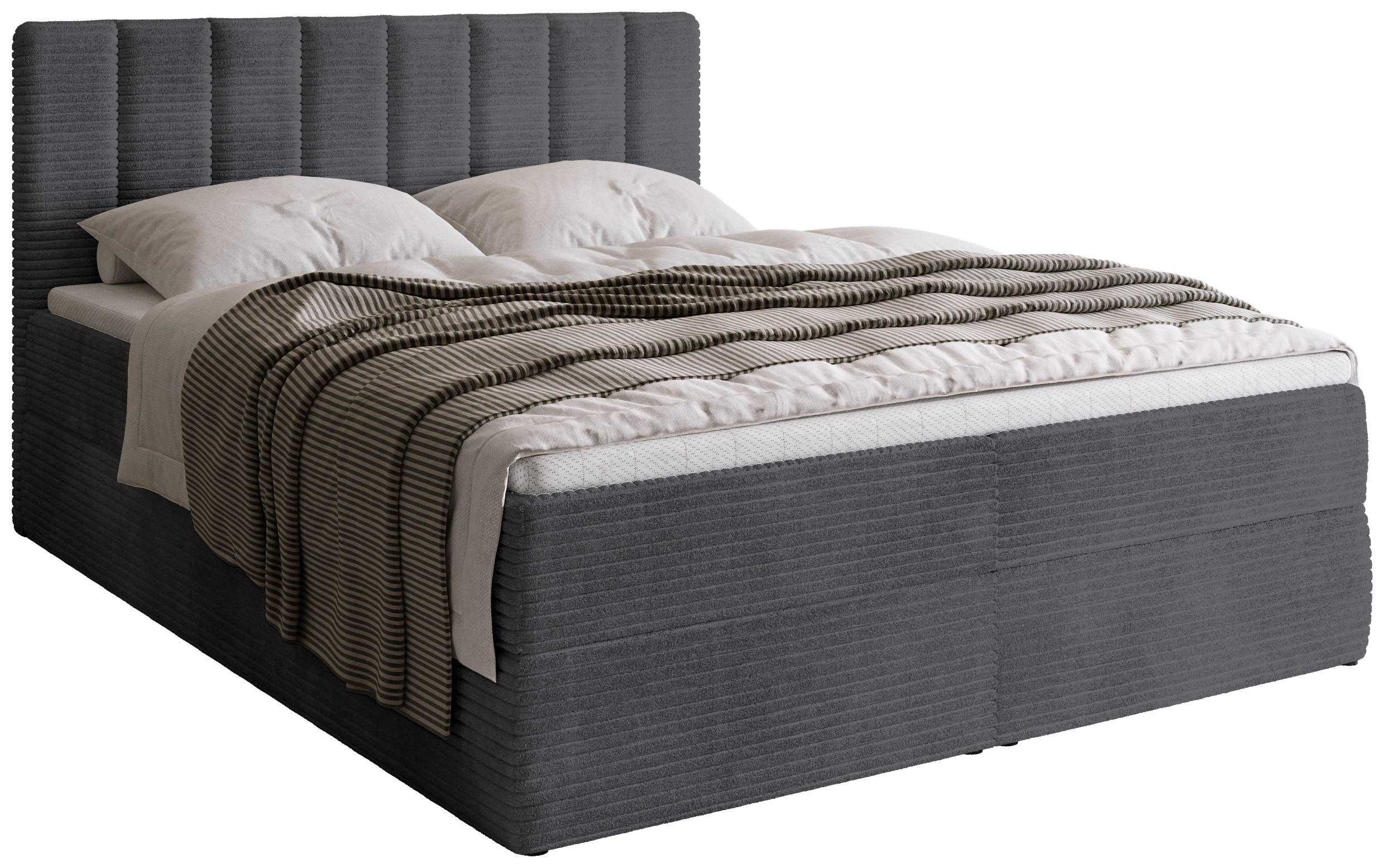BOXBETT DENVER mit Topper 140x200 Dunkelgrau - Dunkelgrau, Textil (140/200cm) - Bromarkt
