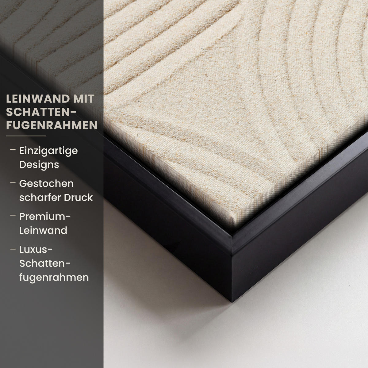 LEINWAND Bilder mit Rahmen - Muster - Abstrakt - Weiß - 20x30 - Beige, Textil (20/30cm) - MuchoWow