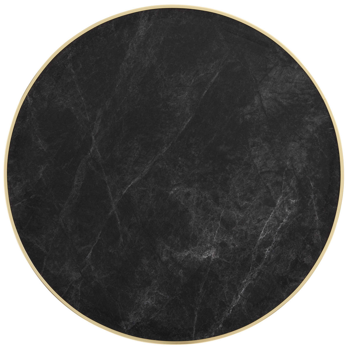 TISCHPLATTE runder 60 cm, Schwarz - Goldfarben/Grau, Metall (60/2.5/60cm) - Oviala