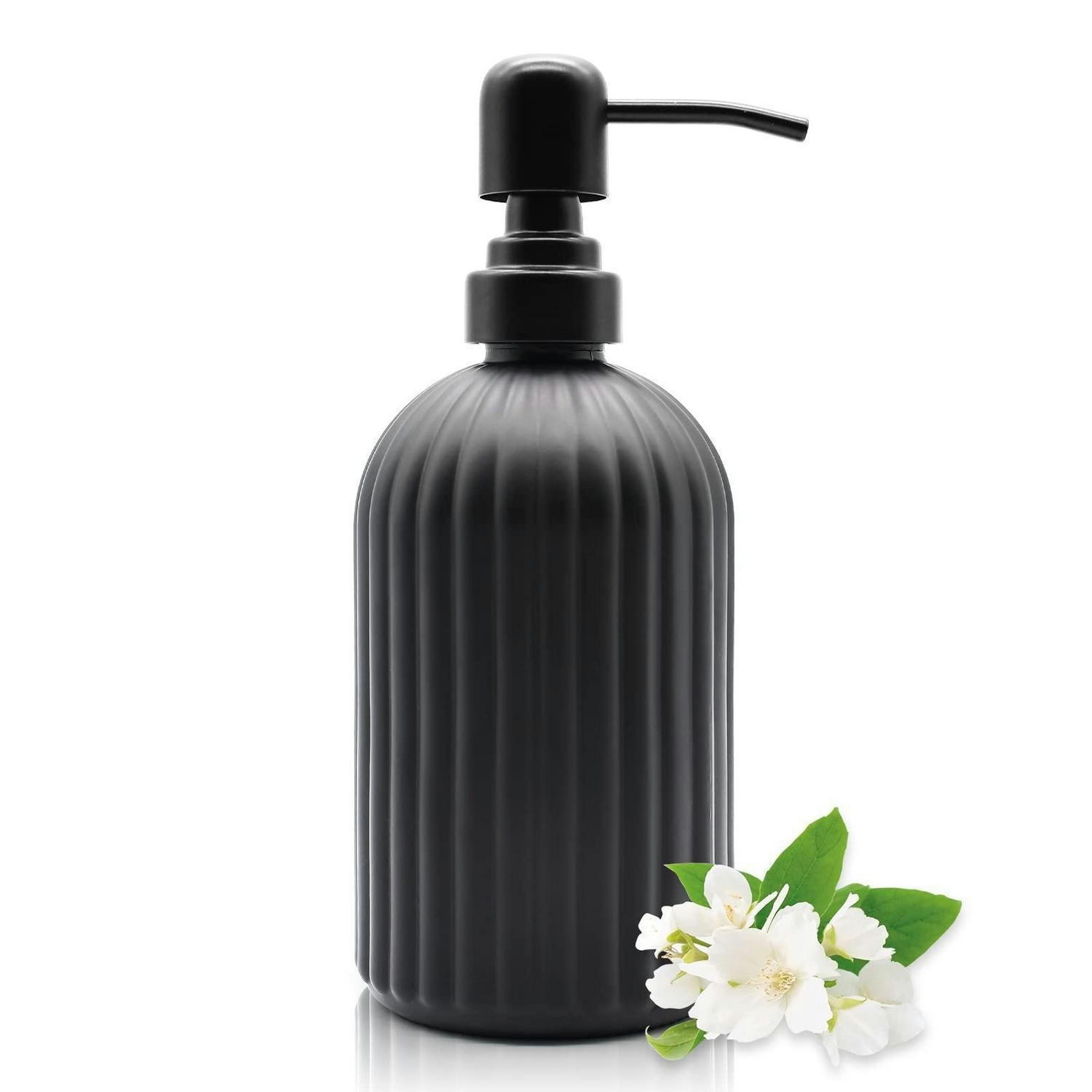 SEIFENSPENDER Glas Edelstahlpumpe 400 ml Schwarz - Schwarz, Glas (6.6/18.5/6.6cm)