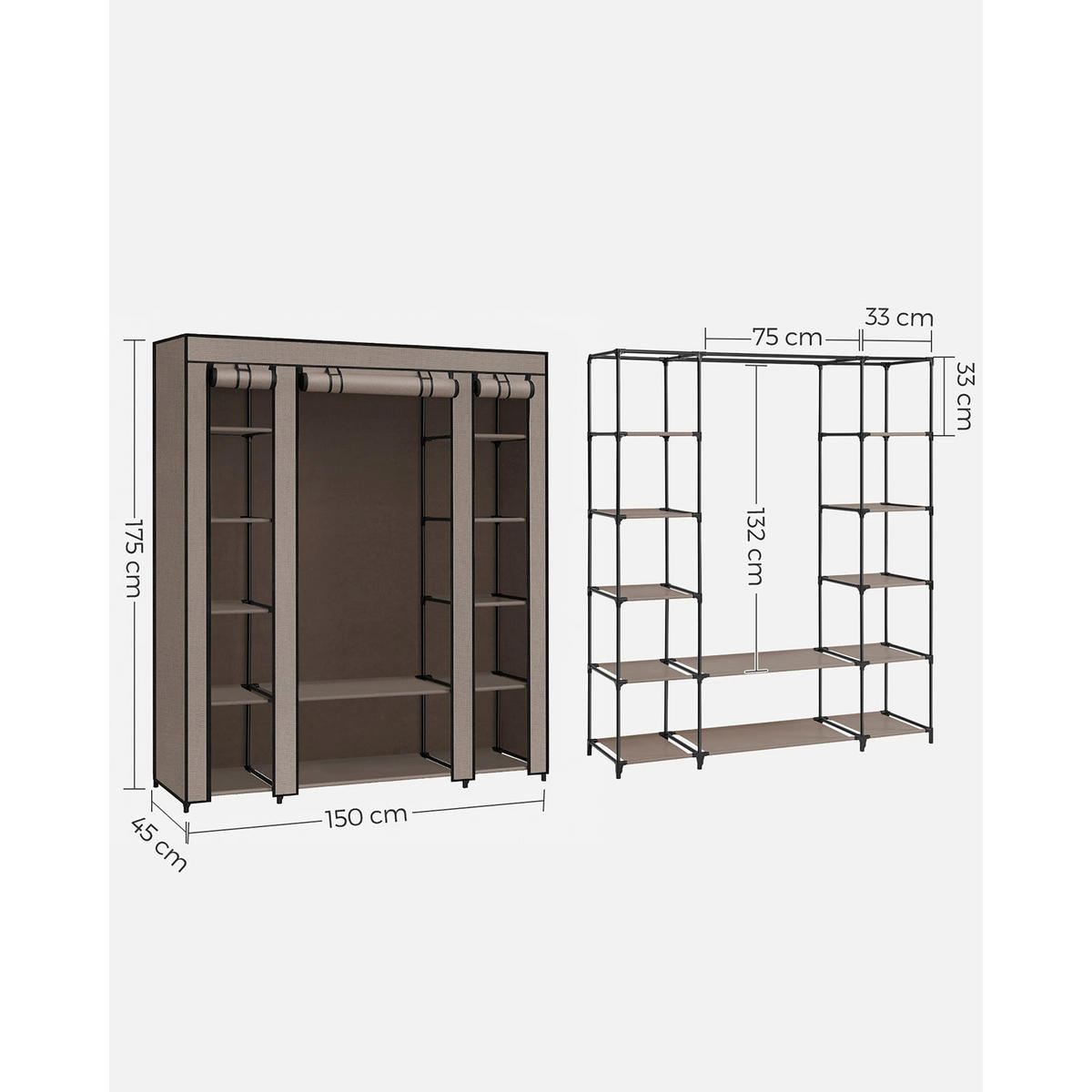 KLEIDERSCHRANK MALABO - Taupe, Kunststoff (45cm) - Hansiro