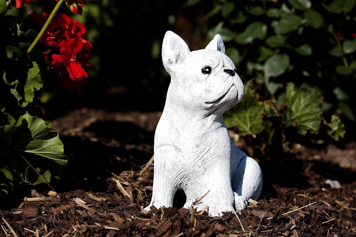 STEINFIGUR französische Bulldogge Dogge, frostfest - Grau, Stein (12/19/15cm) - stoneandstyle