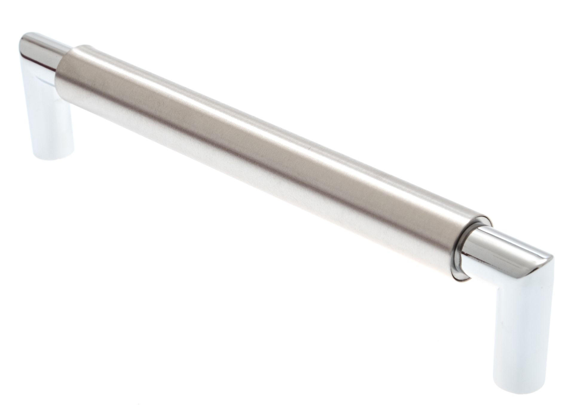 MÖBELGRIFF BA 160mm Design Küchengriff zweifarbig Edelstahloptik & Chrom modern - Chromfarben, Metall (0.01/3.7/17.3cm) - Livingpoint24