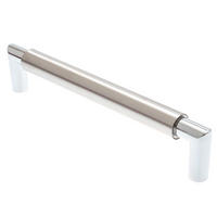 MÖBELGRIFF BA 160mm Design Küchengriff zweifarbig Edelstahloptik & Chrom modern - Chromfarben, Metall (0.01/3.7/17.3cm) - Livingpoint24