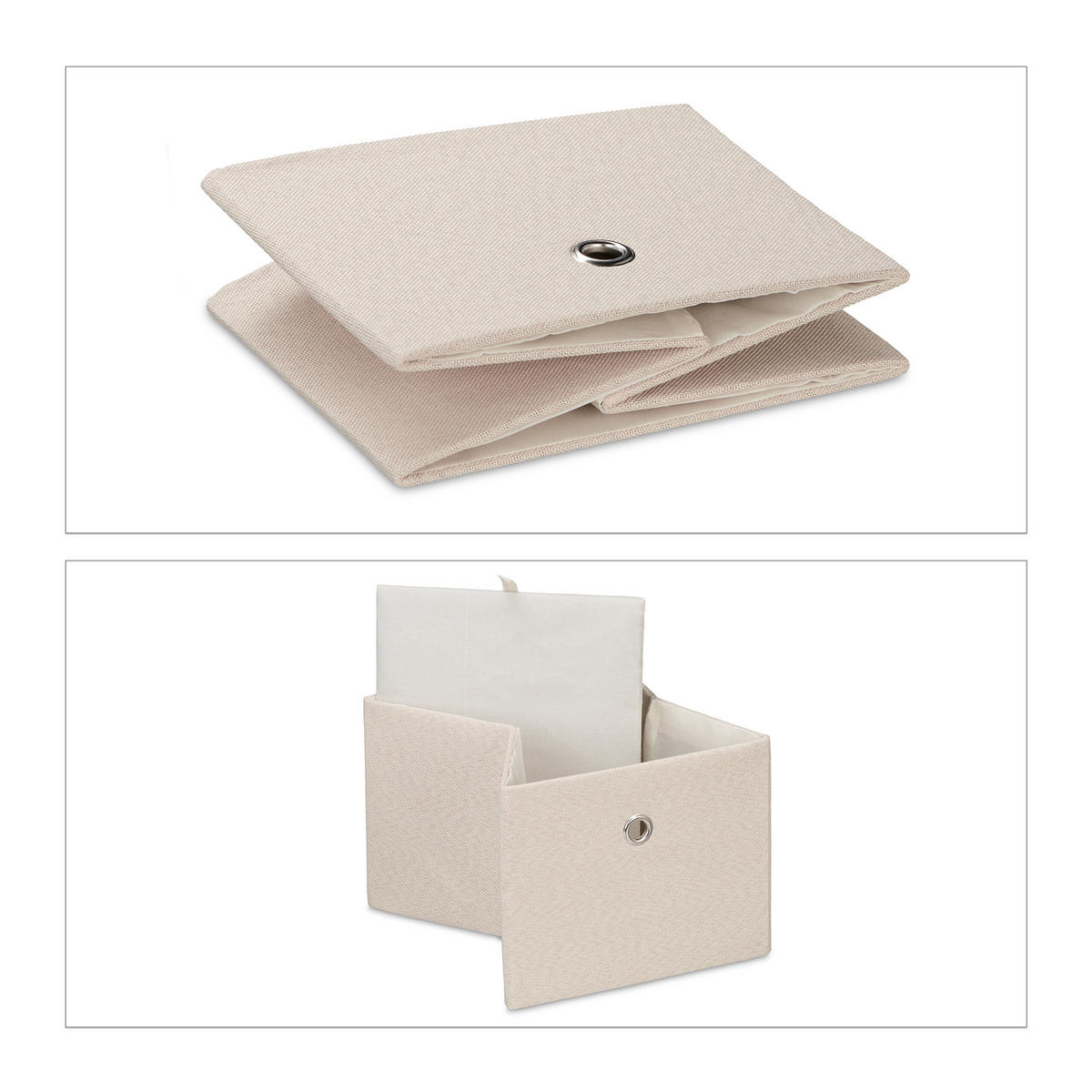 2XAUFBEWAHRUNGSBOX - Beige, Papier/Textil (20.5/16/25cm) - Relaxdays