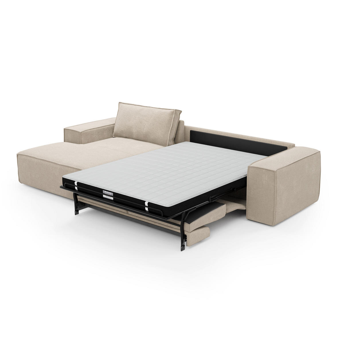 ECKSOFA LINKS Samt Beige 302cm - Beige, Textil (165/302cm) - Sia Home