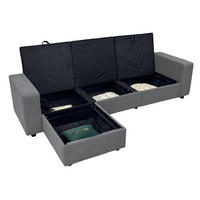 ECKSOFA 245,5/150,5/86,5 cm grau aus Kurzflorstoff mit 4 Staufächern - Grau, Kunststoff (245.5/150.5cm) - OKWISH