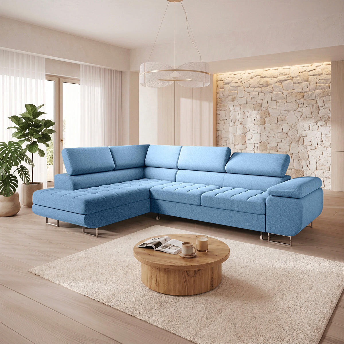 ECKSOFA Eden 4 Sitzplätze Blau - Blau, Textil (271/201cm) - Petits-meubles