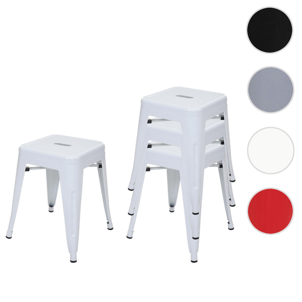 HOCKER Weiß 4er-Set - Weiß, Metall (39/46/39cm) - MCW