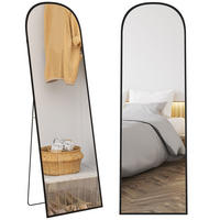 STANDSPIEGEL DE-17916 mit LED & Fernbedienung Schwarz - Schwarz, Metall (50/161.5/1.5cm) - ComfortXL