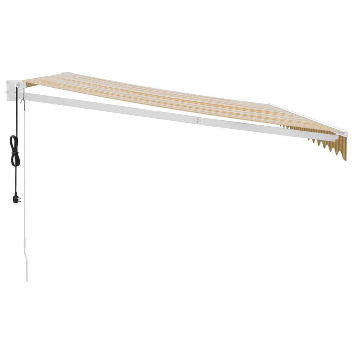 ELEKTRISCHE Markise mit Kurbel Gelb und Weiß 4,5x3 - Gelb/Weiß, Textil (300/150/450cm) - furnicato