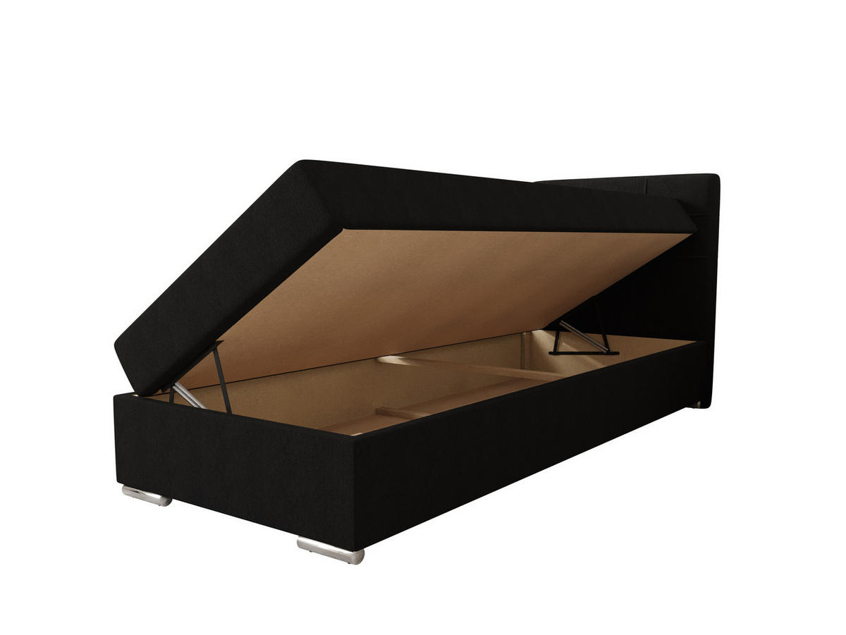 BOXBETT ZILANO 1 mit Matratze H3 und Topper 90x200 Cosmic 100 - Schwarz, Holz/Textil (90/200cm) - Bedante