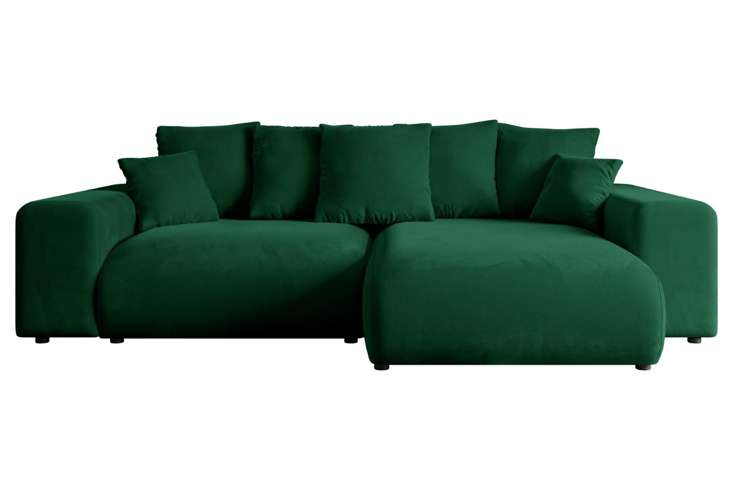ECKSOFA Ottomane rechts ESKAR-L 266x176x84 Dunkelgrün Cord - Dunkelgrün/Schwarz, Holzwerkstoff/Kunststoff (176/266cm) - ALTDECOR