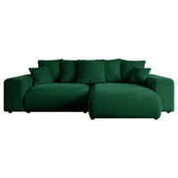 ECKSOFA Ottomane rechts ESKAR-L 266x176x84 Dunkelgrün Cord - Dunkelgrün/Schwarz, Holzwerkstoff/Kunststoff (176/266cm) - ALTDECOR