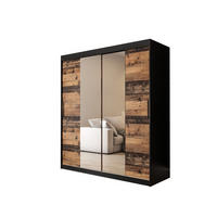 SCHWEBETÜRENSCHRANK 200/180/62 2-türig - Eichefarben/Schwarz, Holz/Kunststoff (180/200/62cm) - MÖBEL KRYSPOL