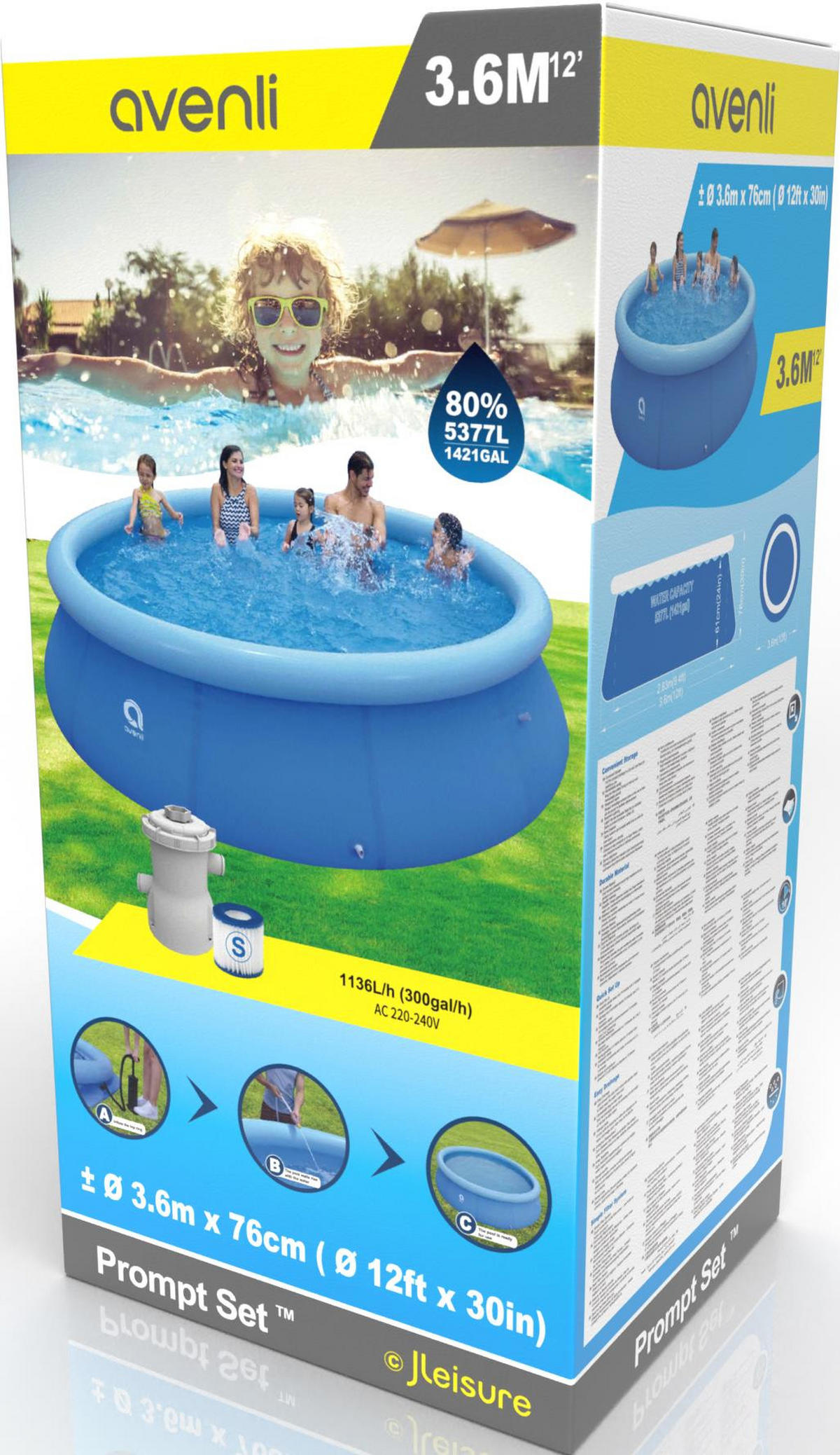 POOL Komplettset Aufstellpool Prompt Set rund 360 x 76 cm blau mit Filterpumpe - Blau, Kunststoff (360/76/360cm) - Avenli