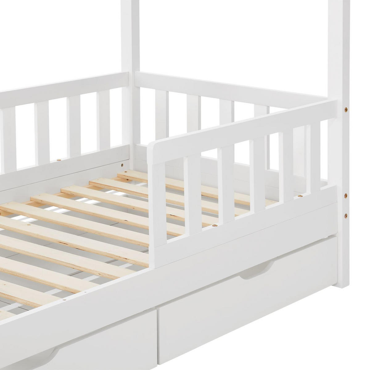 KINDERBETT Marli weiß 80x160 cm mit Bettkasten - Weiß, Holz (80/160cm) - Juskys